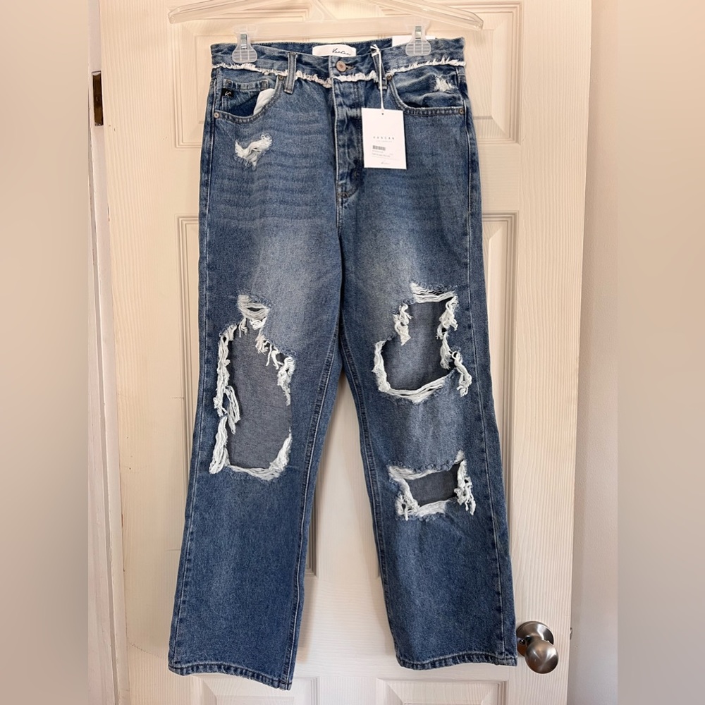 KAN CAN High Rise Destroyed 90s Boyfriend Jean size 28 NWOT - Picture 2 of 11